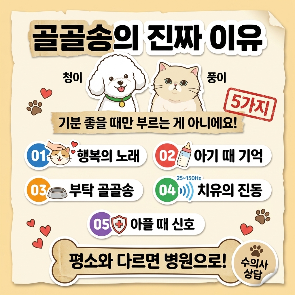 고양이가 골골송을 내는 진짜 이유 5가지 (기분 좋을 때만이 아닙니다)