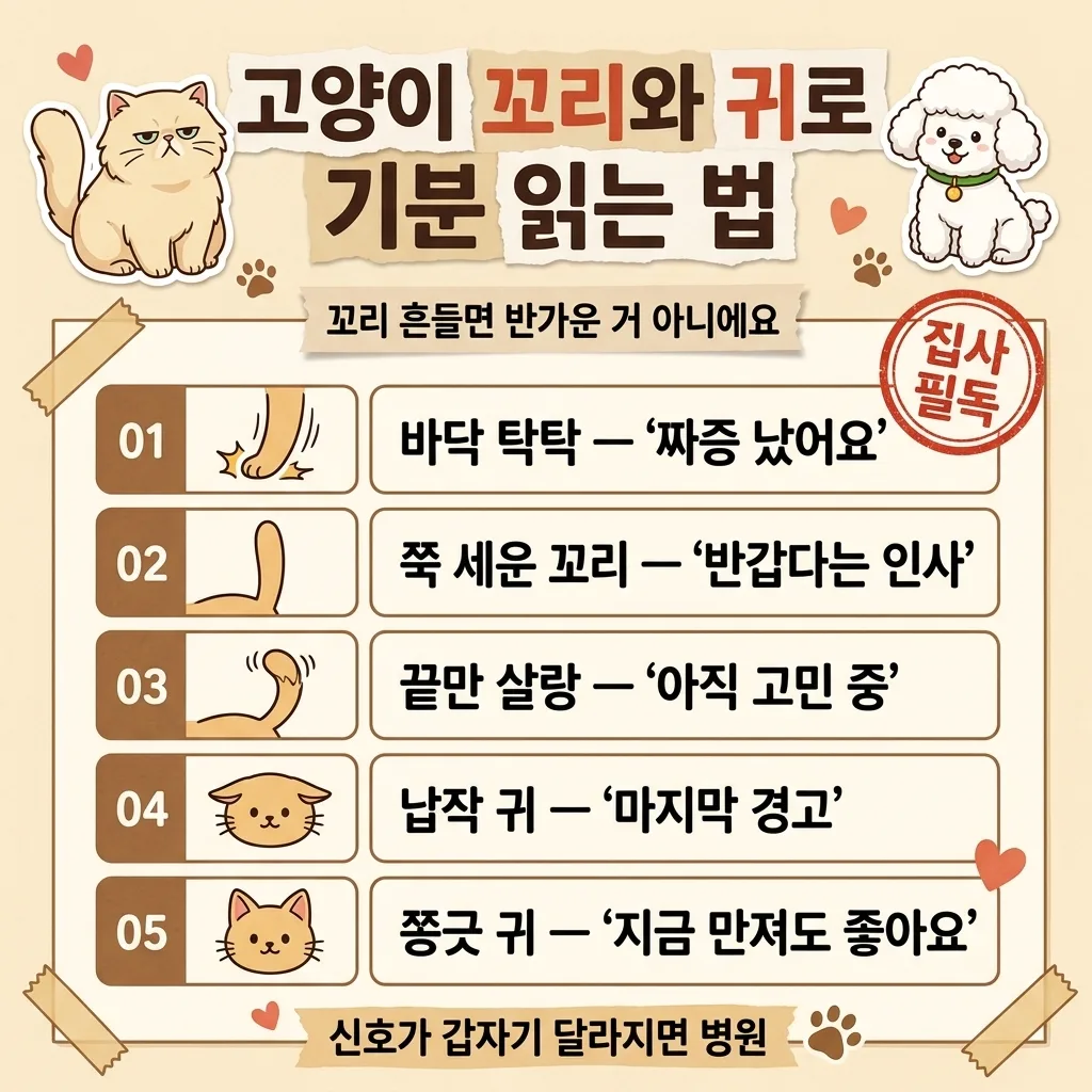 고양이 꼬리와 귀 움직임으로 감정 읽는 법