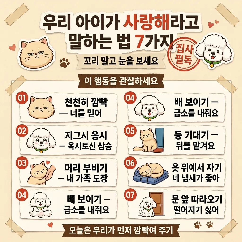 강아지·고양이 애정 표현 7가지 — 우리 아이가 "사랑해"라고 말하는 방법